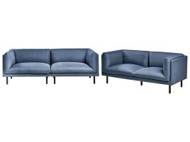 OVRGOD Fabric 3 Seater and 2 Seater Sofa Set - Dark Blue