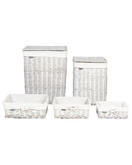 Set of 5 Willow Baskets White ELLA