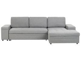 Corner Sofabed - HRESIY Left Hand Facing Fabric with Storage Grey