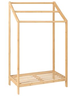 YGNUAS Towel Stand with Shelf Bamboo Wood Light Brown