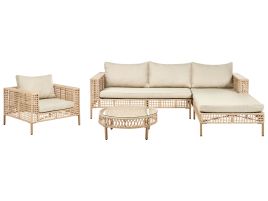GRIDLEIGH Rattan 4 Seater Garden Corner Lounge Set - Beige