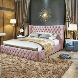 Royale Plush Velvet Bed - Pink in 5 Sizes