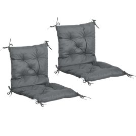 Set of 2 Garden Cushions Chair Comfortable Seat Pad with Backrest - Grey