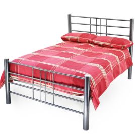 Cuba Hammered Silver Metal Bed Frame - 4ft Small Double