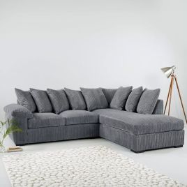 Corner Sofa - LARGE AMALFI Scatter Back Jumbo Cord Right Hand Charcoal