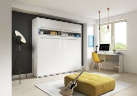ArtNest Horizontal Wall Bed 140cm with Over Bed Unit - Grey Matt
