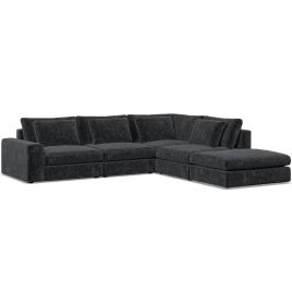 Corner Sofa - SOVA Fabric 4 Seater Left Hand Facing - Black