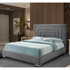 Lisso Plush Velvet Bed - Steel in 5 Sizes