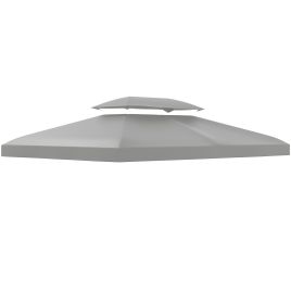 3x4m Gazebo Replacement Roof Canopy 2 Tier Top UV Cover Garden Patio Outdoor Sun Awning Shelters Light Grey (TOP ONLY)