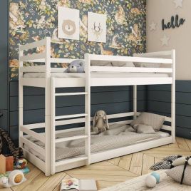 Ezekiel Jax Wooden Bunk Bed Frame with Foam Mattress - White