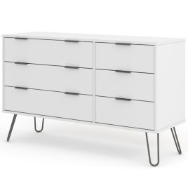 White Chest of Drawers - ARTA Large Chest  6 Drawers  Double Chest