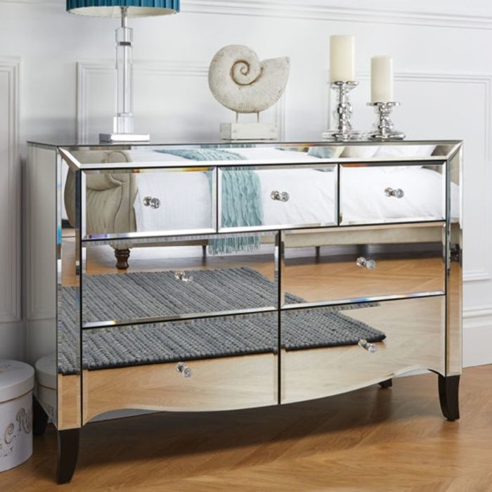 Birlea Palermo Mirrored 3+4 Drawer Storage Chest - Mirrored