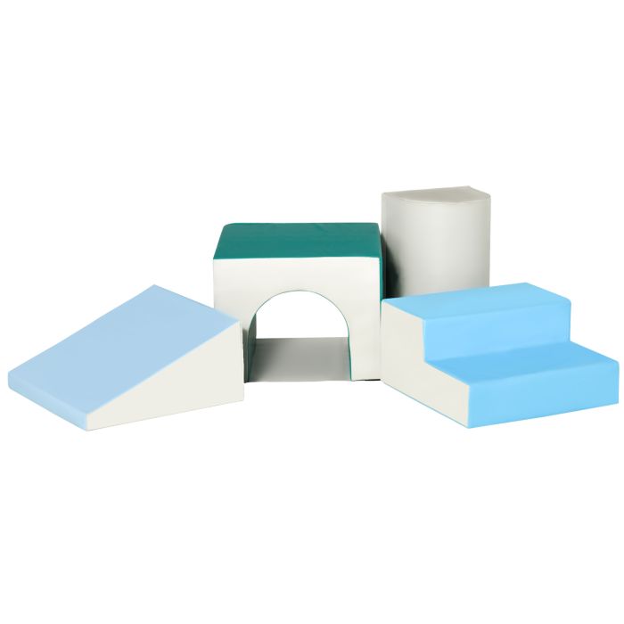 Kids 4-piece Soft Play Set Baby Foam Climber Climbing Indoor Block Toys Gross Motor Development for Toddlers 1-3 Years