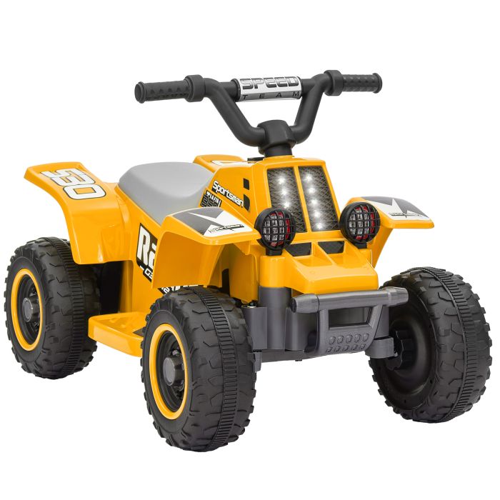 AIVAGO 6V Electric Quad Bike for Kids, Ride On ATV w/ Forward Backward, Headlights, for 18-36 Months - Yellow