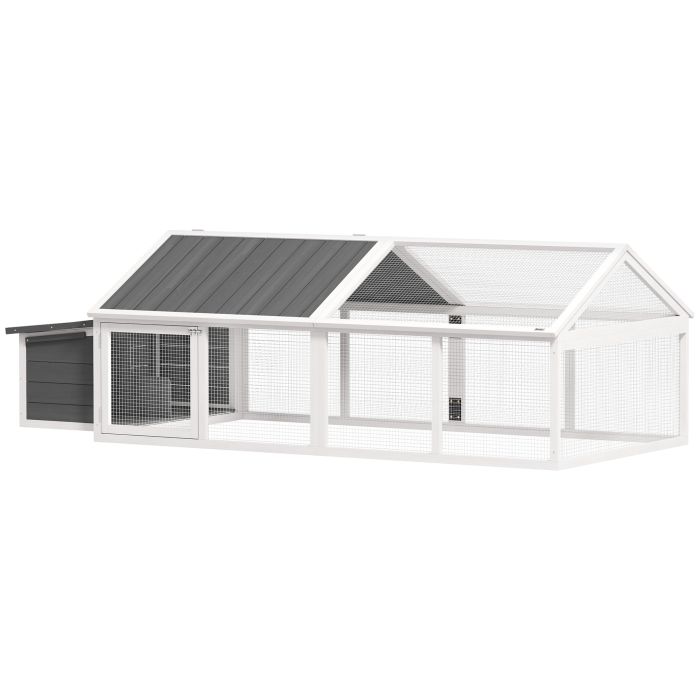 PAWSTER Wooden Chicken Coop with Nesting Box, Openable Roof, for 4-8 Chickens, White
