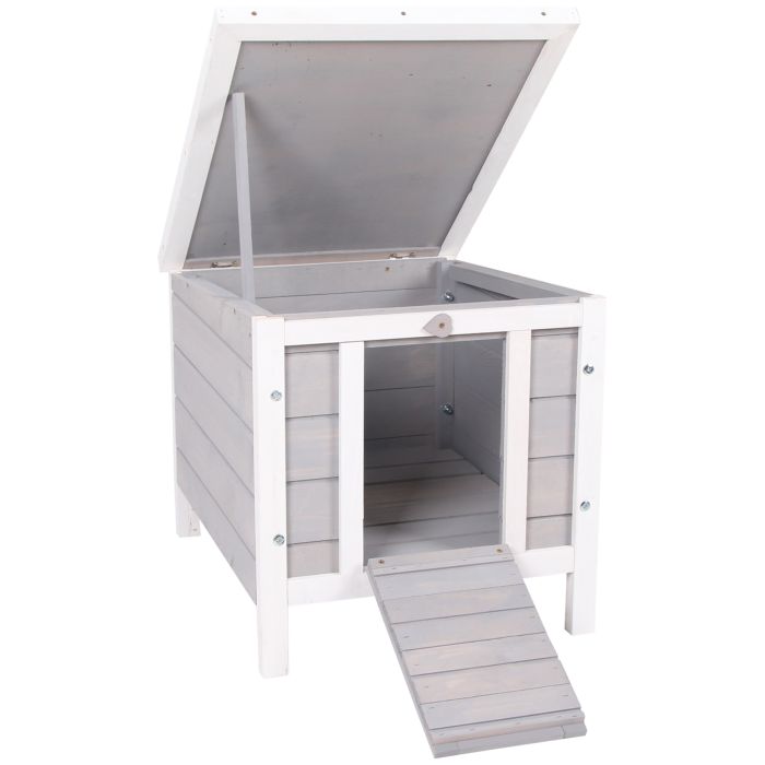 Wooden Rabbit Hutch Bunny Puppy Cage Guinea Pig Hutch, Rabbit Hideaway, Cat House, Pet Habitat Small Animals Ferret 51 x 42 x 43 cm, Grey
