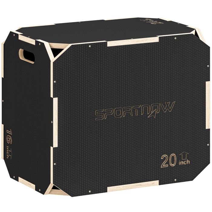 QORVANNIS Non-Slip Plyo Corner-free Wooden Jump Box Black - 20 Inch