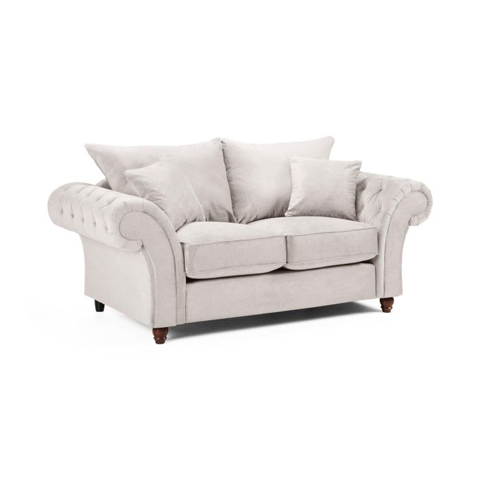 Raymond Fullback Round Buttoned Arms 2 Seater Sofa - Stone