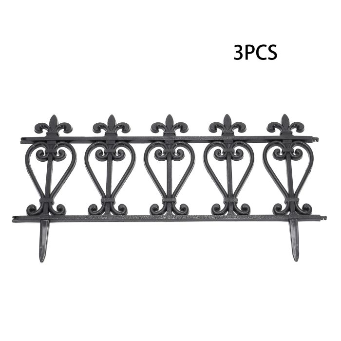 Set of 3 Decorative Garden Border Fence Outdoor Lawn Edging