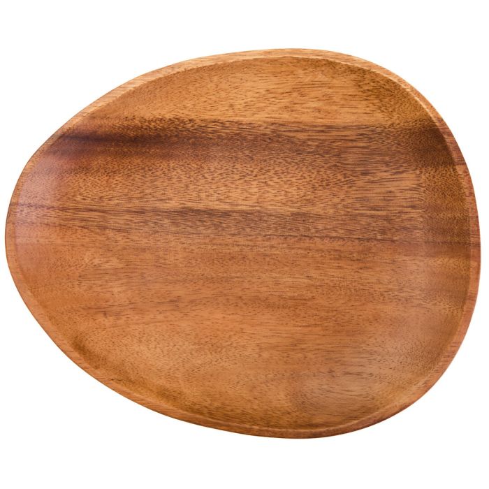 BRAVELYN Oval Large Plate Wooden Serving Tray - Brown