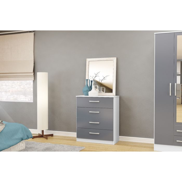 Lynx 4 Drawer Bedroom Chest - White and Grey