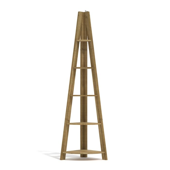 Tiva Corner Ladder Style 4 Shelves Bookcase - Oak