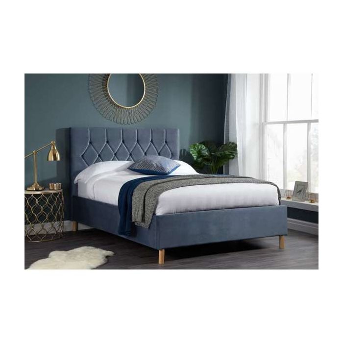 Stylish Loxley Ottoman Storage Grey Fabric Bed - Standard Double 4ft6