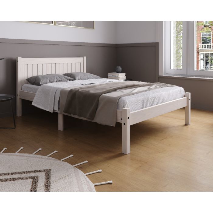 Birlea Rio White Washed Bed Frame - Double 4ft6