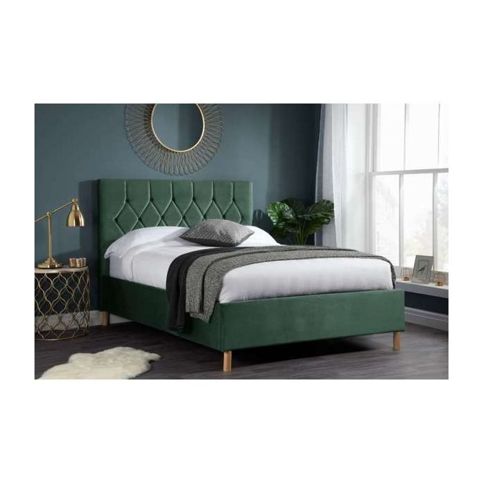 Stylish Loxley Ottoman Storage Green Fabric Bed - Kingsize 5ft