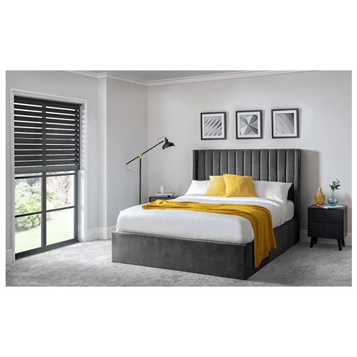 Langham Scalloped Headboard Storage Kingsize Bed - Grey