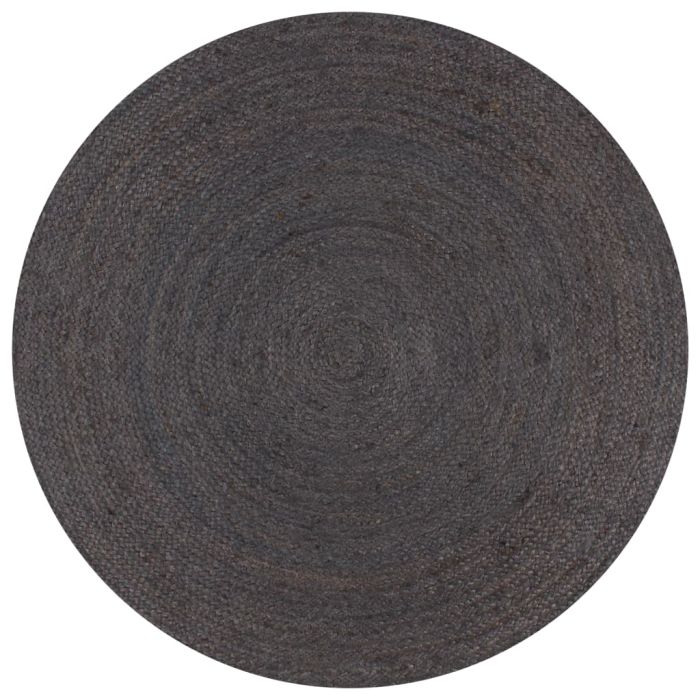 Handmade Rug Jute Round 90 cm Dark Grey
