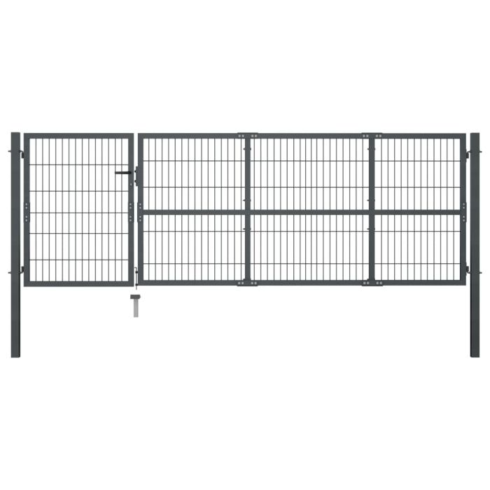 Garden Gate with Posts Steel 350x100 cm Anthracite