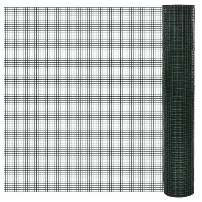 Chicken Wire Fence Galvanised with PVC Coating 10x1 m Green