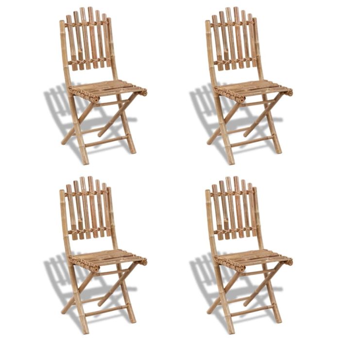 Foldable Outdoor Chairs Bamboo 4 pcs