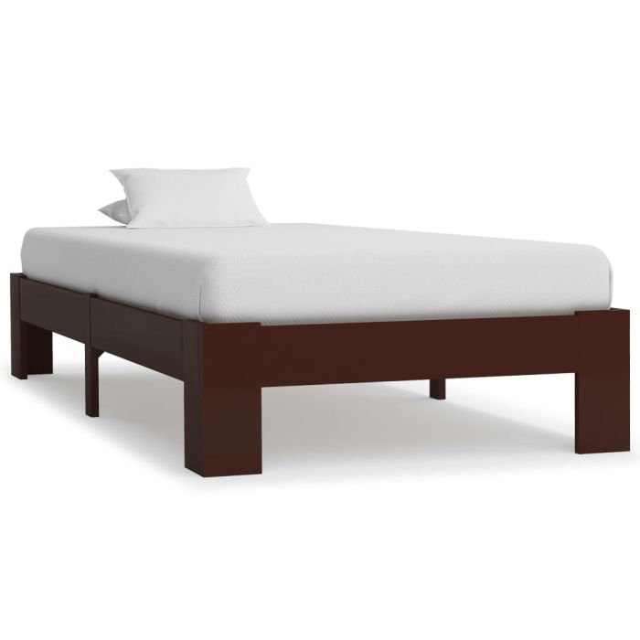 Bed Frame Dark Brown Solid Pine Wood 100x200 cm