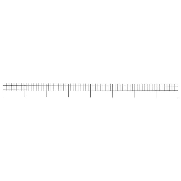 Garden Fence with Spear Top Steel 13.6x0.6 m Black