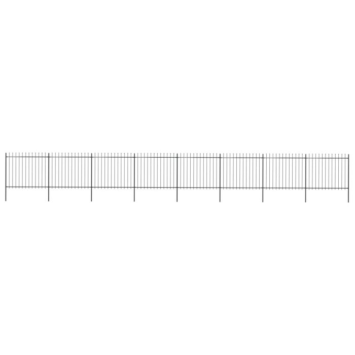 Garden Fence with Spear Top Steel 13.6x1.5 m Black