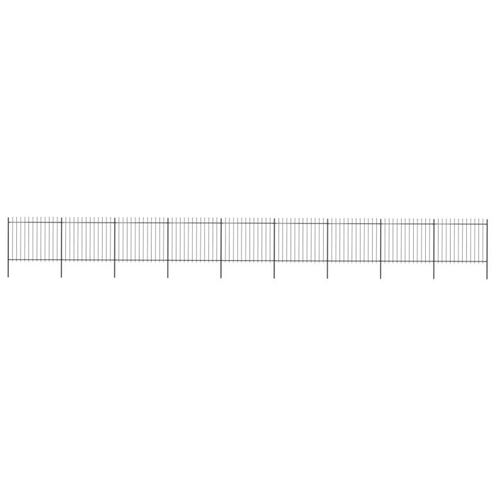 Garden Fence with Spear Top Steel 15.3x1.5 m Black