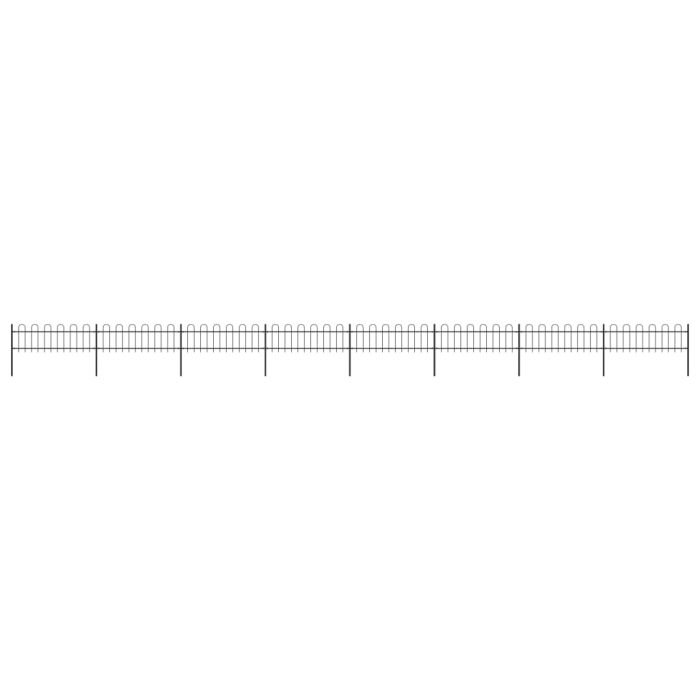 Garden Fence with Hoop Top Steel 13.6x0.6 m Black