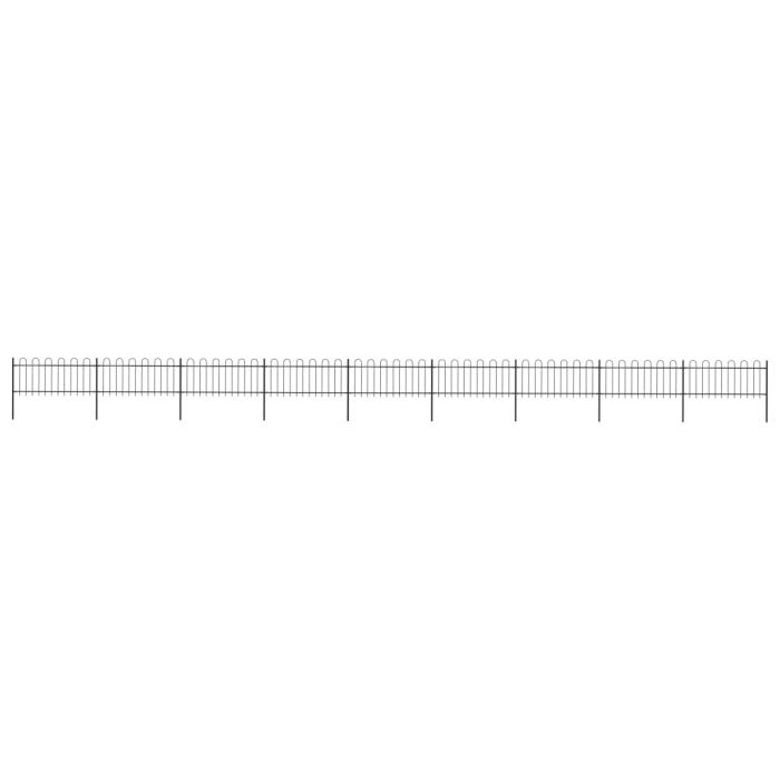 Garden Fence with Hoop Top Steel 15.3x0.8 m Black