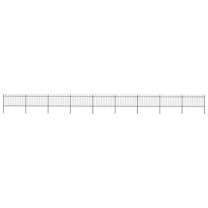 Garden Fence with Hoop Top Steel 15.3x1 m Black