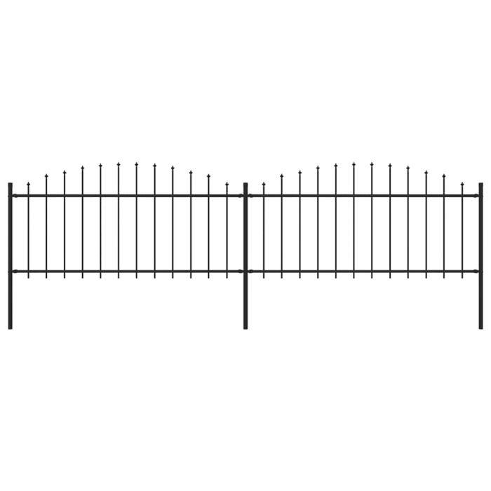 Garden Fence with Spear Top Steel (0.5-0.75)x3.4 m Black