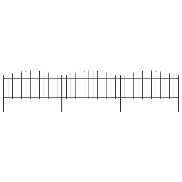 Garden Fence with Spear Top Steel (0.5-0.75)x5.1 m Black