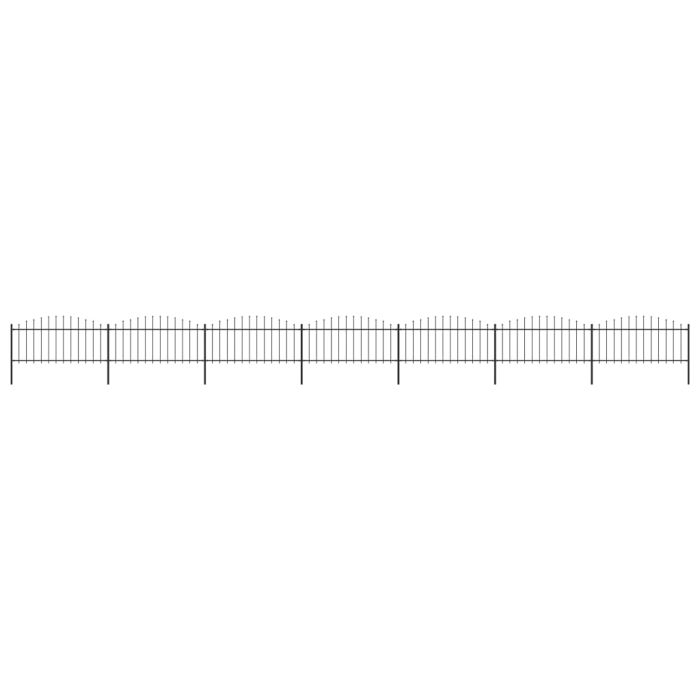 Garden Fence with Spear Top Steel (0.5-0.75)x11.9 m Black