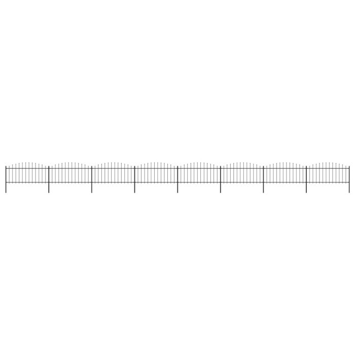 Garden Fence with Spear Top Steel (0.5-0.75)x13.6 m Black