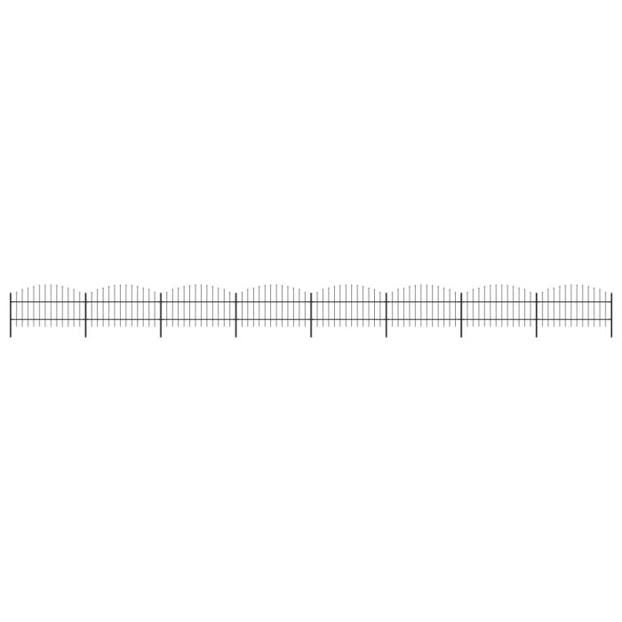 Garden Fence with Spear Top Steel (0.75-1)x13.6 m Black