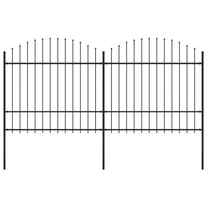 Garden Fence with Spear Top Steel (1.5-1.75)x3.4 m Black