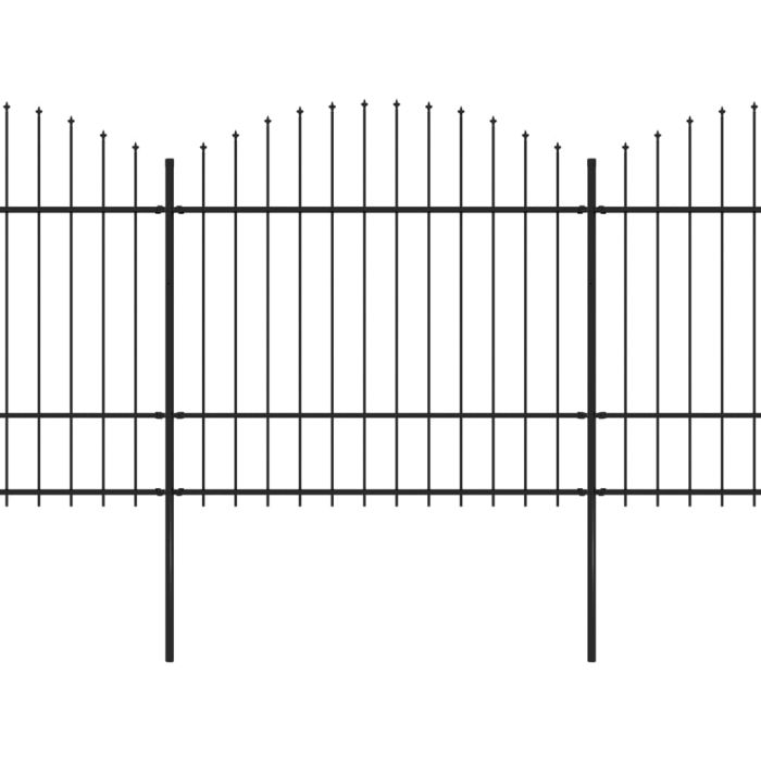 Garden Fence with Spear Top Steel (1.5-1.75)x10.2 m Black