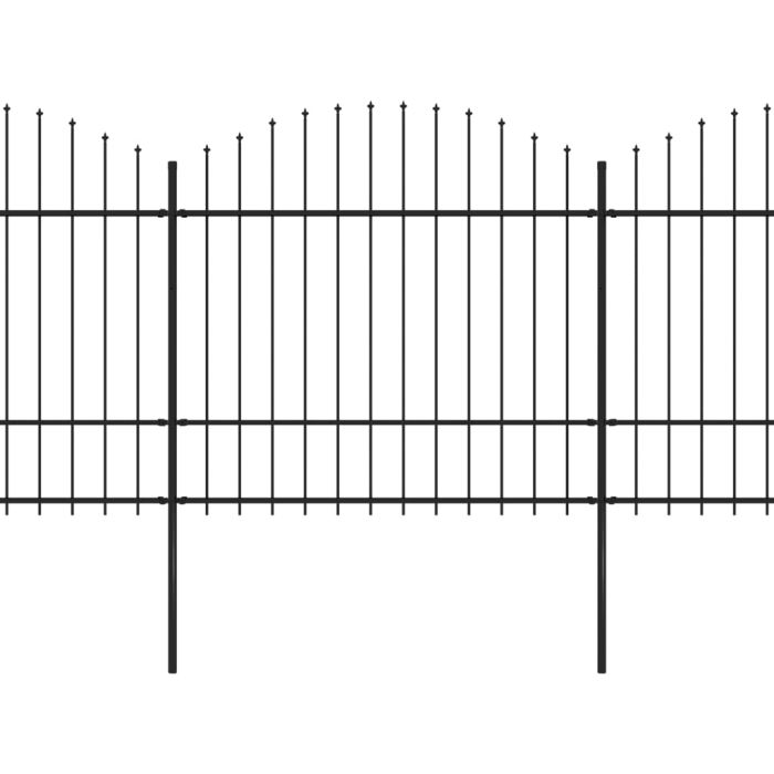 Garden Fence with Spear Top Steel (1.5-1.75)x15.3 m Black