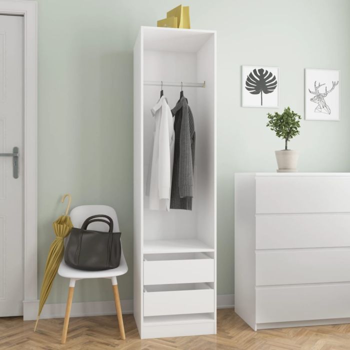 Wardrobe with Drawers White 50x50x200cm Engineered Wood